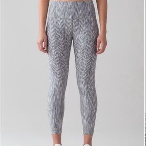 Lululemon Wunder Under Hi-Rise Tight *28" Luon Arrow Jacquard Battleship Sz 8